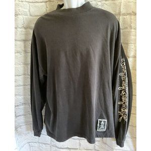 RARE VTG Looney Tunes Marvin the MARTIAN  Embroidered Black Long Sleeve Shirt